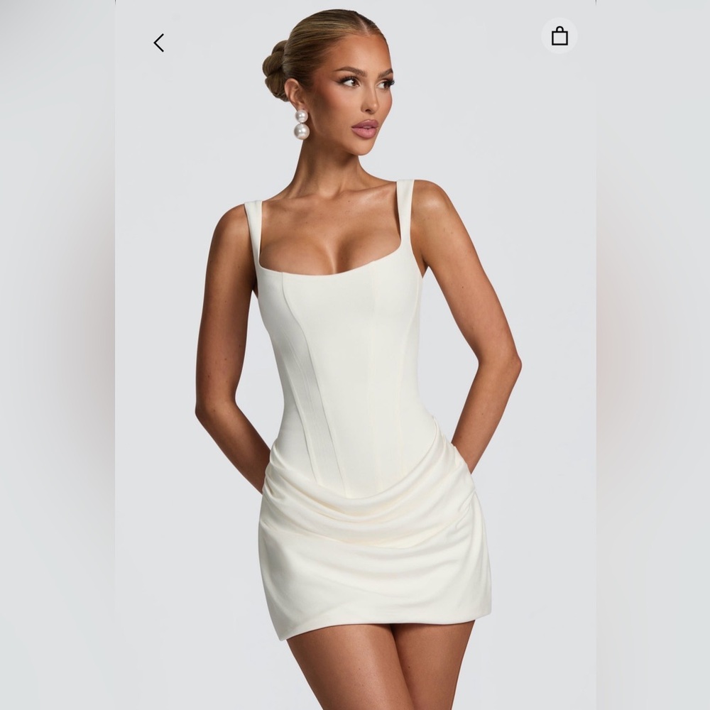 Elegant Ivory Square-Neck Mini Dress